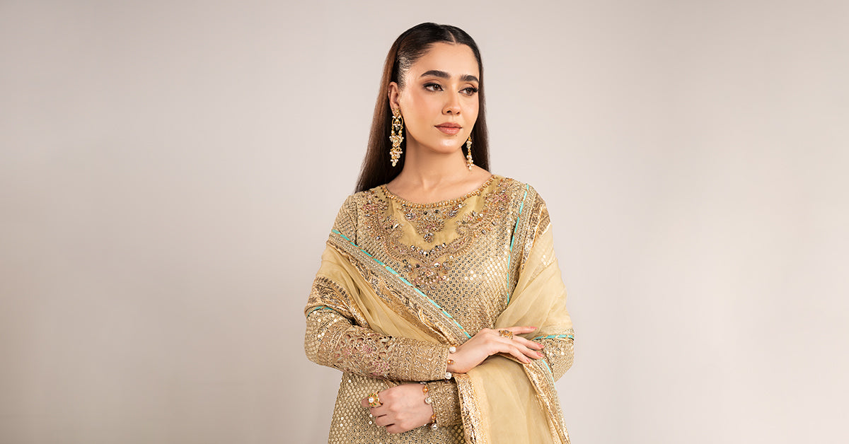 3 Piece Embroidered Chiffon Suit
