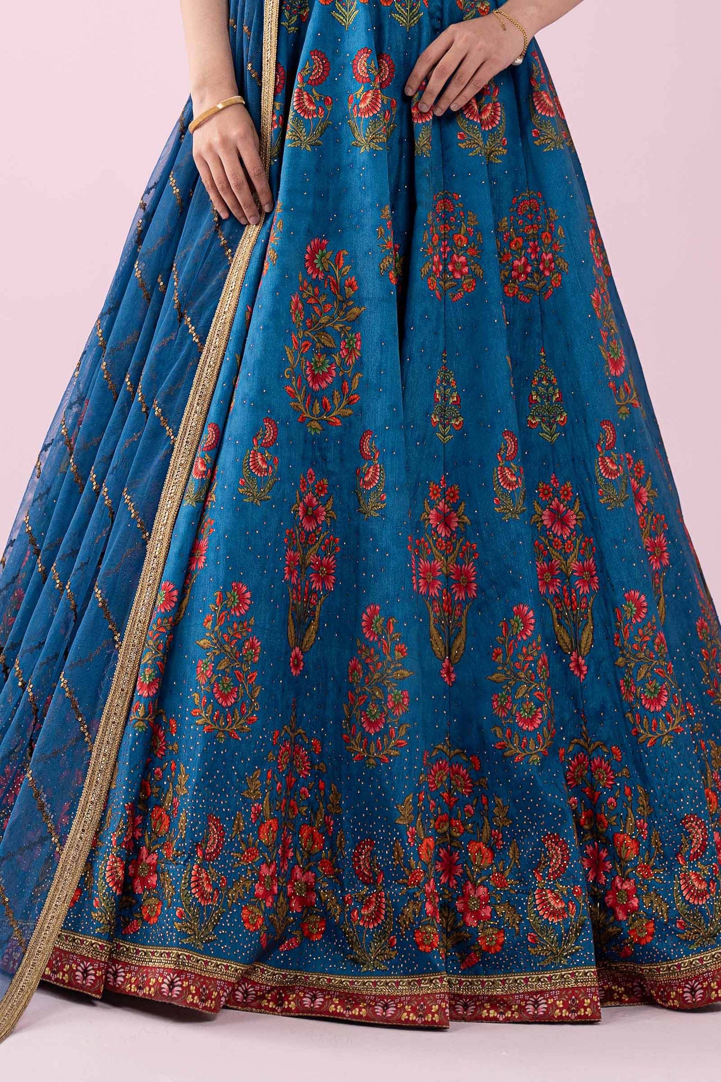 3 Piece Embroidered Raw Silk Suit