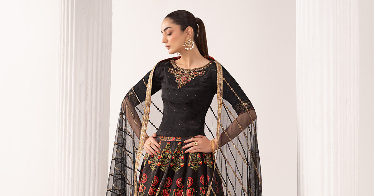 3 Piece Embroidered Raw Silk Suit