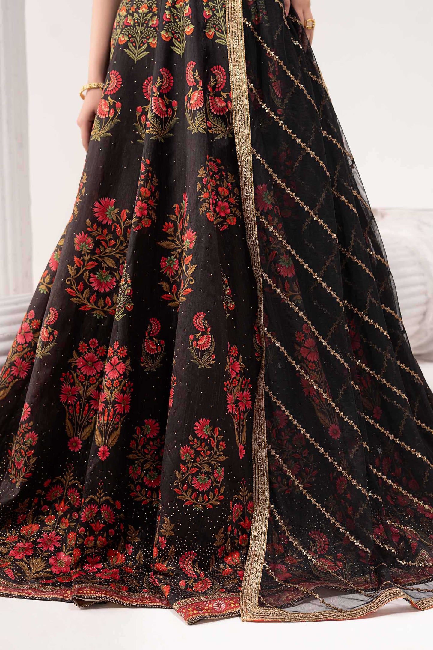 3 Piece Embroidered Raw Silk Suit